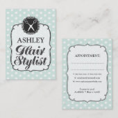パステル調の水玉模様の美容師のアポイントメントカード 予約カード (正面/裏面)