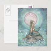 パステル調の海の人魚ファンタジーアート ポストカード (正面/裏面)