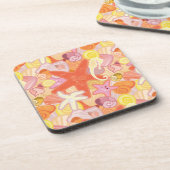 パステル調の海の創造物パターン コースター (左側)