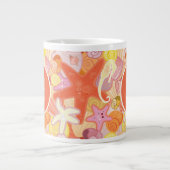 パステル調の海の創造物|のモノグラム ジャンボコーヒーマグカップ (正面)