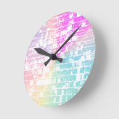 パステル調の煉瓦 ラウンド壁時計 (傾斜)