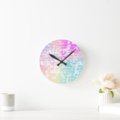 パステル調の煉瓦 ラウンド壁時計 (ホーム)