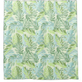 パステル調の熱帯シュロの葉 シャワーカーテン (正面)