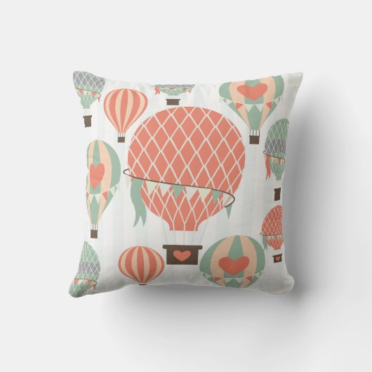 パステル調の熱気の気球の上昇のストライプな枕 クッション (裏面)