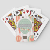 パステル調の熱気の気球の上昇のピンクのストライプのな空 トランプ (裏面)