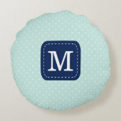 パステル調の真新しいパターン濃紺のカスタムのモノグラム ラウンドクッション (裏面)