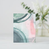 パステル調の筆記者-水彩画 ポストカード (スタンド正面)