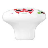 パステル調の粉色のフクロウの背景 セラミックノブ (側面)