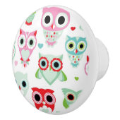 パステル調の粉色のフクロウの背景 セラミックノブ (右)