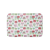 パステル調の粉色のフクロウの背景 バスマット (正面)