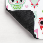 パステル調の粉色のフクロウの背景 マウスパッド (コーナー)