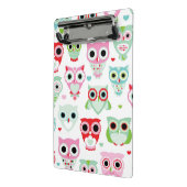 パステル調の粉色のフクロウの背景 ミニクリップボード (アングル2)