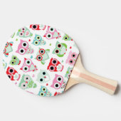 パステル調の粉色のフクロウの背景 卓球ラケット (横)