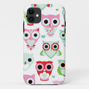 パステル調の粉色のフクロウの背景 iPhone 11 ケース