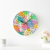 パステル調の紙吹雪のハート ラージ壁時計 (ホーム)
