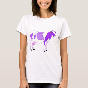 パステル調の紫色牛 Tシャツ