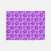 パステル調の紫色犬の足のプリント フリースブランケット (正面(横))