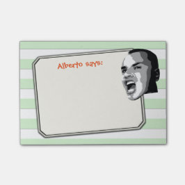 パステル調の緑のストライプで叫んでいる人色 ポストイット