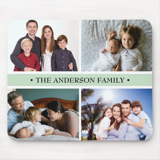 パステル調の緑4の写真のコラージュのカスタム マウスパッド (正面)