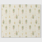 パステル調の羽及び金ゴールドの矢のラッピングペーパー ラッピングペーパー (フラット)