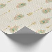 パステル調の羽及び金ゴールドの矢のラッピングペーパー ラッピングペーパー (角)