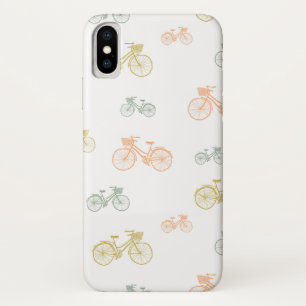 パステル調の自転車の落書きの電話箱 iPhone X ケース