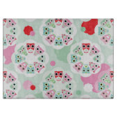 パステル調の花のフクロウの背景パターン カッティングボード (正面)