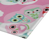 パステル調の花のフクロウの背景パターン カッティングボード (角)