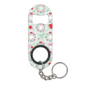 パステル調の花のフクロウの背景パターン キーホルダー栓抜き (裏面)