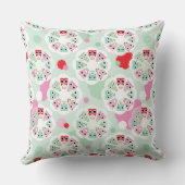 パステル調の花のフクロウの背景パターン クッション (裏面)