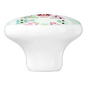 パステル調の花のフクロウの背景パターン セラミックノブ (側面)