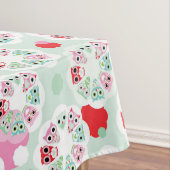 パステル調の花のフクロウの背景パターン テーブルクロス (インサイチュ)