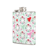 パステル調の花のフクロウの背景パターン フラスク (左)