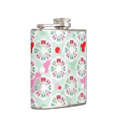 パステル調の花のフクロウの背景パターン フラスク (右)