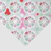 パステル調の花のフクロウの背景パターン 薄葉紙 (詳細)