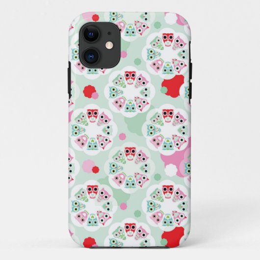 パステル調の花のフクロウの背景パターン Case-Mate iPhoneケース (裏面)