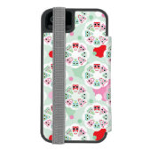 パステル調の花のフクロウの背景パターン INCIPIO iPhoneウォレットケース (フォリオ裏面)