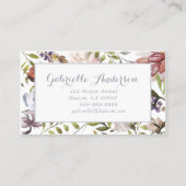 パステル調の花の植物の呼出し 名刺 (裏面)