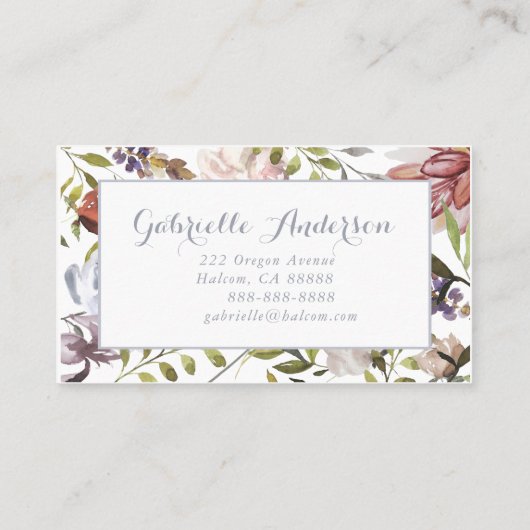 パステル調の花の植物の呼出し 名刺 (裏面)