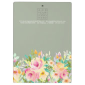 パステル調の花の花屋のスタイリストビジネスクリップボード クリップボード (裏面)