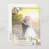 パステル調の花の金ゴールドフレームの結婚式は写真感謝していしています ポストカード (正面/裏面)