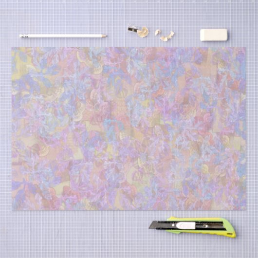 パステル調の葉によって大理石模様をつけられるプリントのティッシュペーパー 薄葉紙 (クラフト)