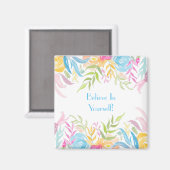 パステル調の葉 Believe Yourself! マグネット (正面/裏面)