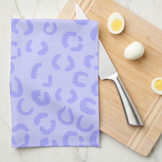 パステル調の薄紫の紫色のヒョウのプリントパターン キッチンタオル (四つ折り)