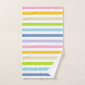 パステル調の虹および白のストライプ バスタオルセット (ハンドタオル)