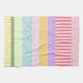 パステル調の虹のブロケードのストライプの格子縞の渦巻タオル キッチンタオル (横)
