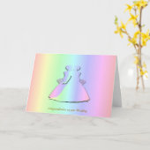 パステル調の虹のレズビアンの結婚式の招待状 カード (黄色い花)