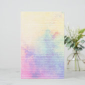 パステル調の虹の水彩画によって並べられる紙 便箋 (スタンド正面)