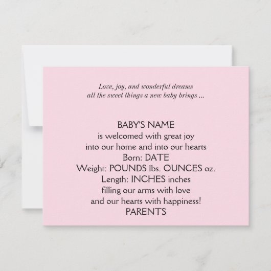 パステル調の虹フレームのベビーの発表 案内状 (正面)