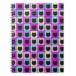 パステル調の虹猫パターン ノートブック